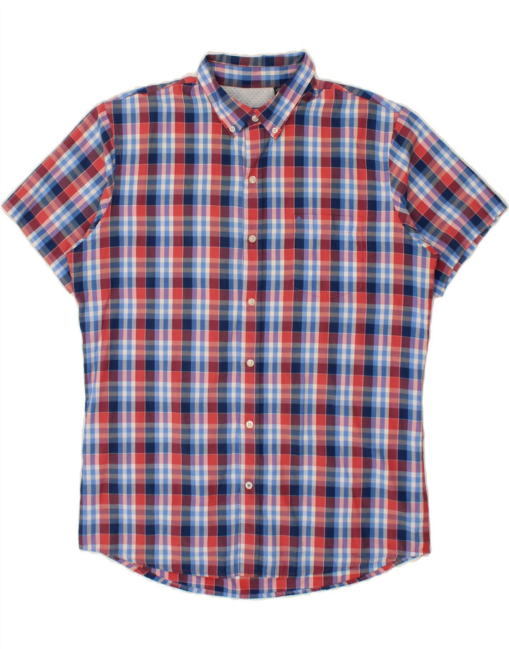 IZOD Mens Short Sleeve Shirt Large Blue Check Cotton Vintage Izod and Second-Hand Izod from Messina Hembry 