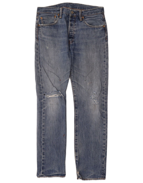 Levi's Mens 501 Distressed Straight Jeans W32 L32 Blue Cotton