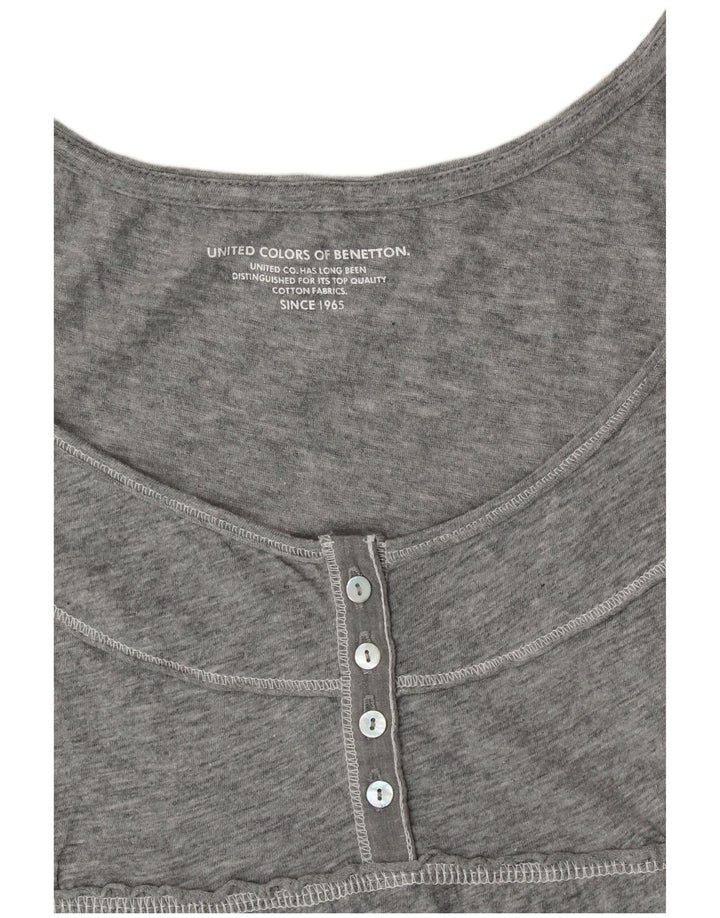 BENETTON Womens Blouse Top UK 10 Small Grey Floral
