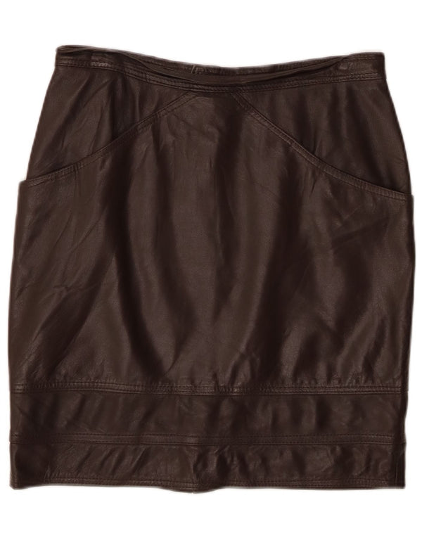 Conbipel Womens Leather Skirt IT 46 Large W30  Brown Leather