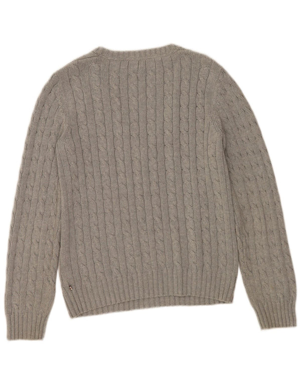 Tommy Hilfiger Womens V-Neck Jumper Sweater UK 14 Medium Grey Cotton