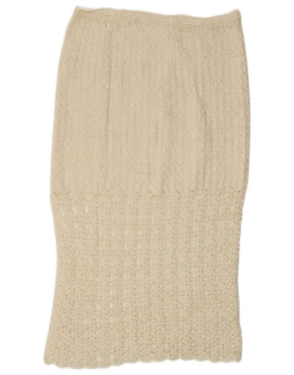 VINTAGE Womens Crochet Midi Skirt W32 Large White