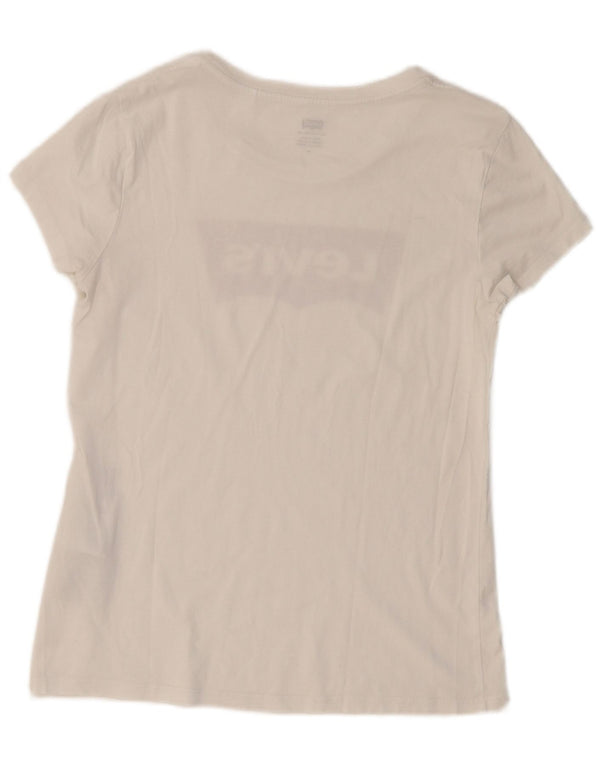 LEVI'S Womens Graphic T-Shirt Top UK 12 Medium White Cotton