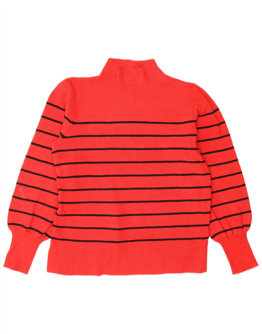 Marks & Spencer Womens Turtle Neck Jumper Sweater UK 14 Medium Red Striped