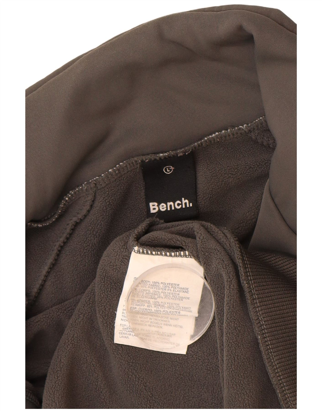 BENCH Mens Graphic Tracksuit Top Jacket Large Grey Colourblock Polyester