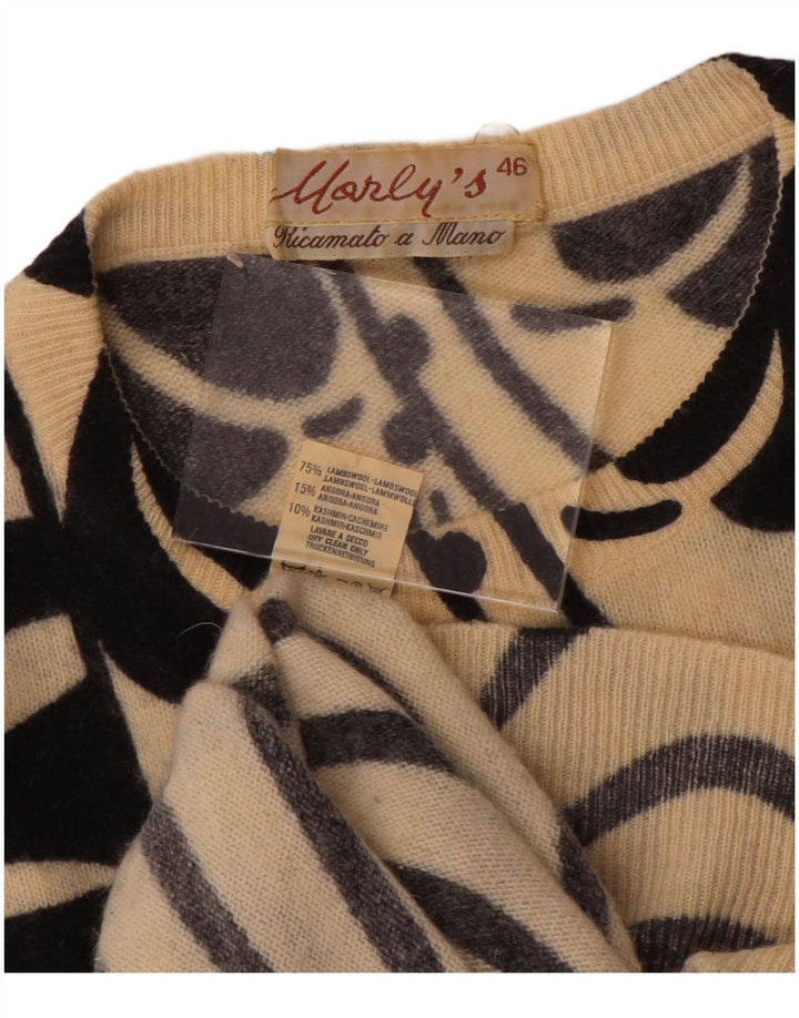 MARLY'S Womens Batwing Crew Neck Jumper Sweater EU 46 XL White Floral