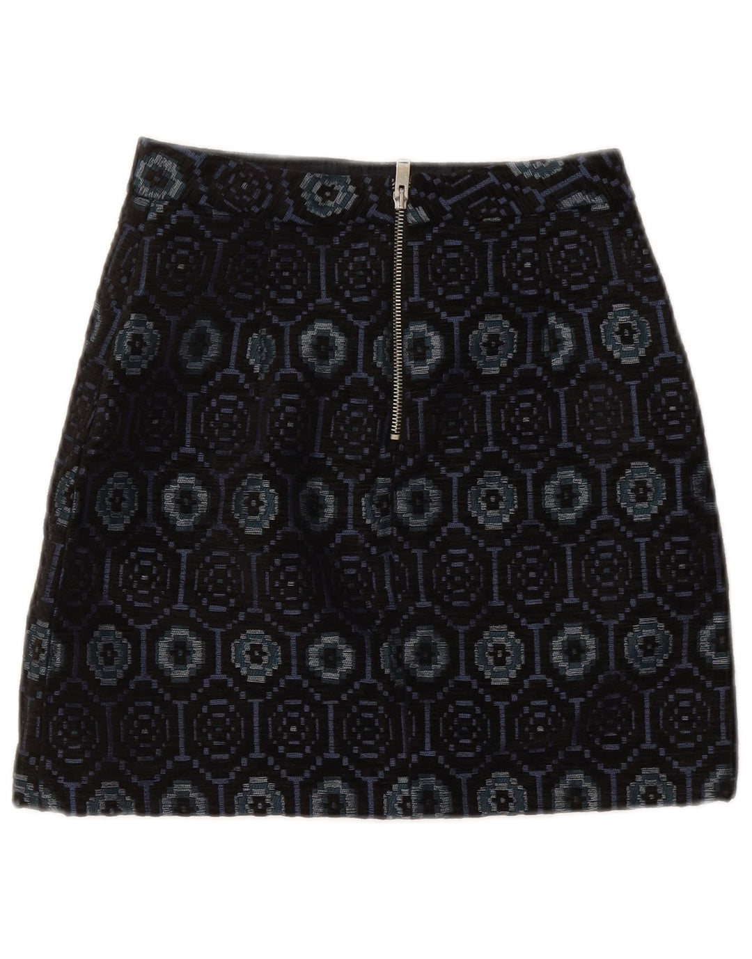 ZARA Womens A-Line Skirt XS W24  Black Geometric Polyester