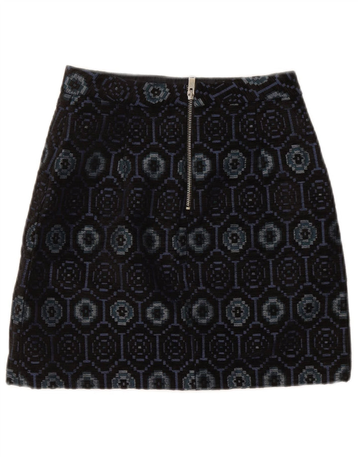 ZARA Womens A-Line Skirt XS W24  Black Geometric Polyester