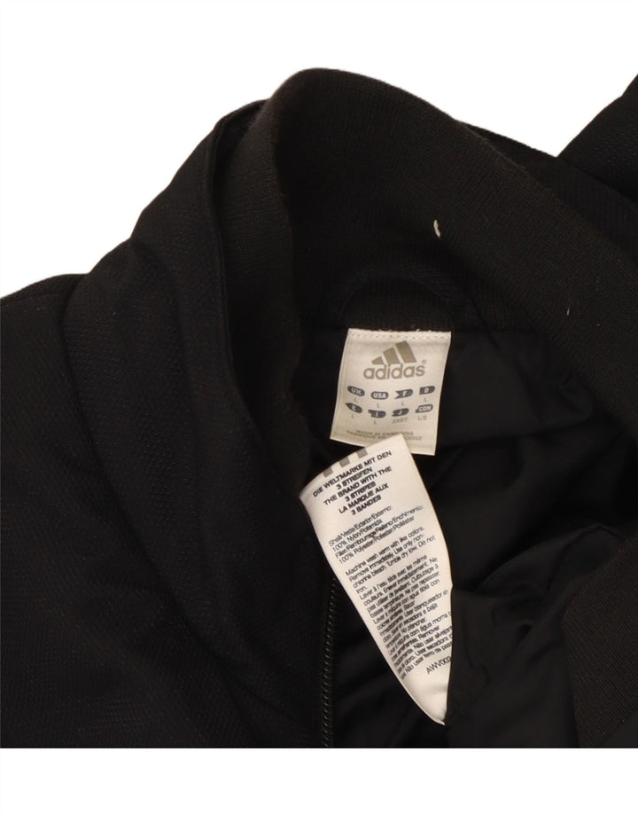 ADIDAS Womens Sleeveless Tracksuit Top Jacket UK 14 Large Black Polyester