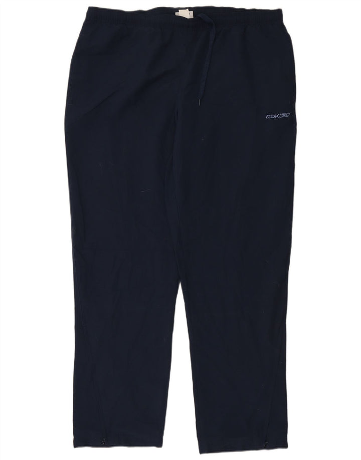 REEBOK Mens Tracksuit Trousers Large  Navy Blue Polyester