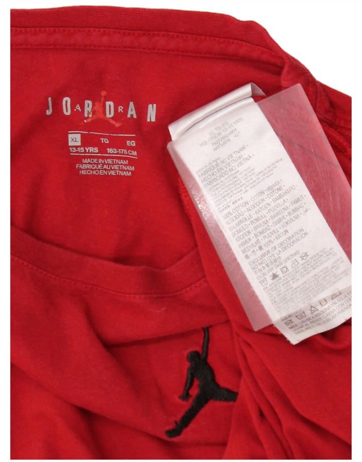 JORDAN Boys T-Shirt Top 13-14 Years XL Red Cotton