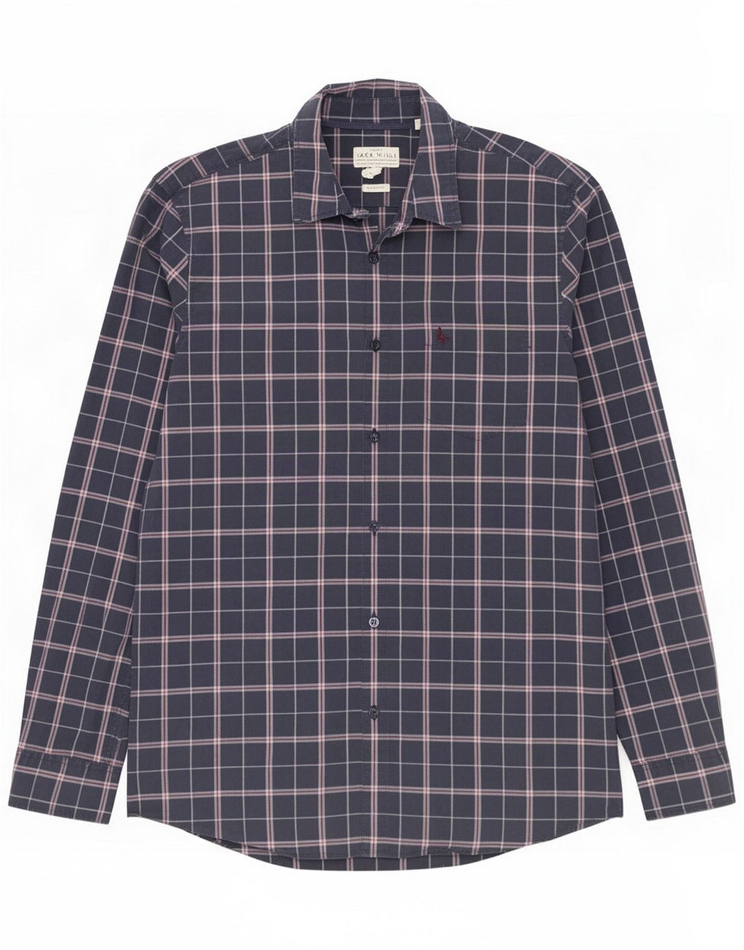 Jack Wills Mens Shirt Medium Navy Blue Check Cotton