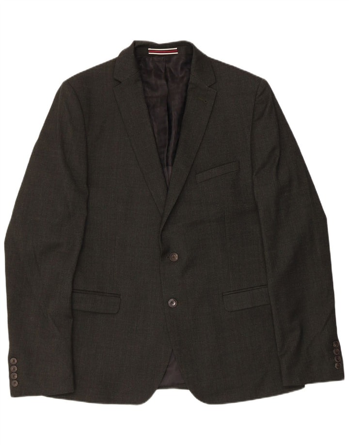 Ben Sherman Mens 2 Button Blazer Jacket IT 42 XL Black Wool
