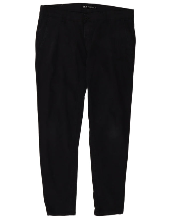 Zara Mens Slim Chino Trousers EU 46 XL W36 L30 Navy Blue Cotton