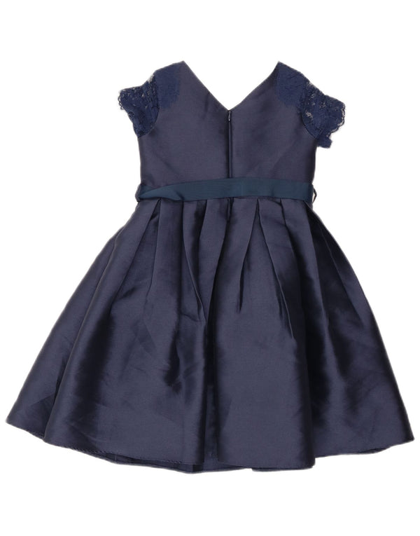 MONSOON Girls A-Line Dress 9-10 Years Navy Blue Floral Polyester