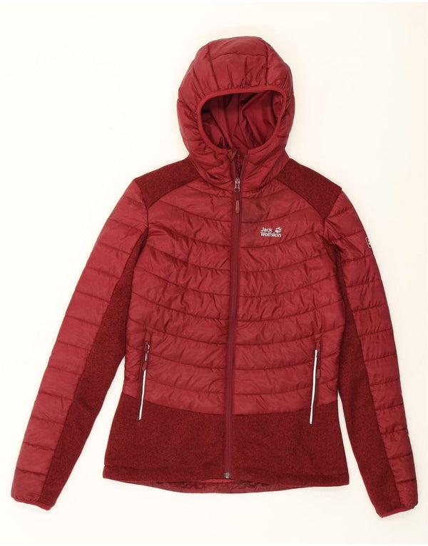 JACK WOLFSKIN Womens Padded Jacket UK 8/10 Small Burgundy Colourblock