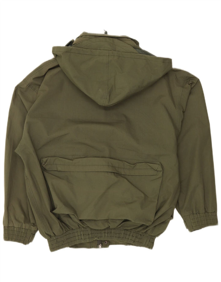 VINTAGE Mens Hooded Utility Jacket UK 38 Medium Khaki Polyester