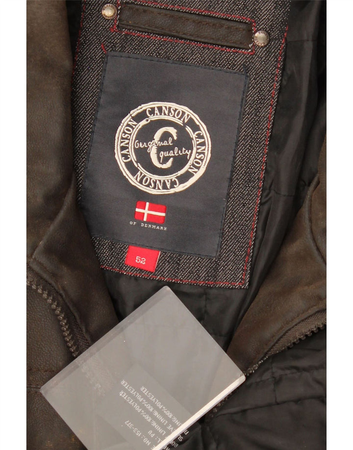 CANSON Mens Faux Leather Jacket EU 52 XL Brown Polyethylene