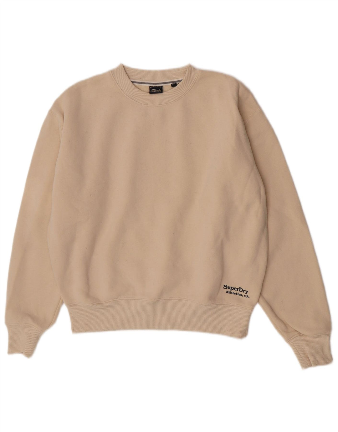 Superdry Womens Oversized Sweatshirt Jumper UK 8 Small Beige Cotton