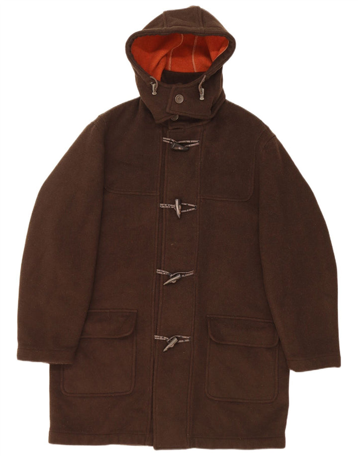 Commander Mens Hooded Duffle Coat UK 42 XL Brown Wool