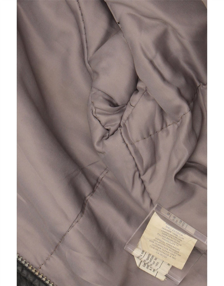 VINTAGE Mens Leather Jacket UK 40 Large Grey Leather