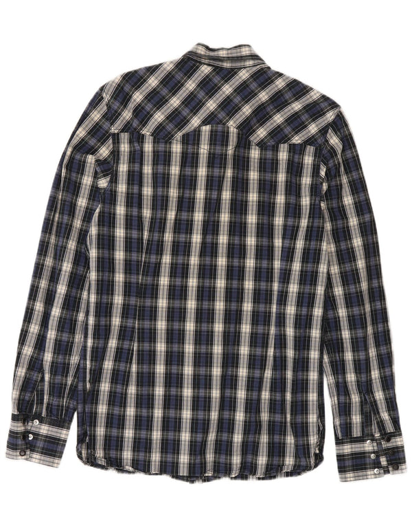 Levi's Mens Shirt Medium Navy Blue Check Cotton