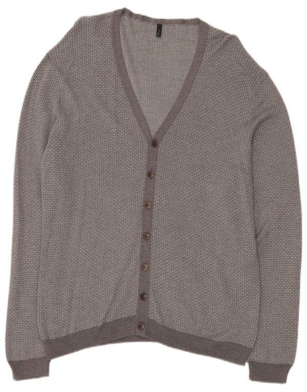 BENETTON Womens Cardigan Sweater UK 18 XL Grey Flecked Viscose