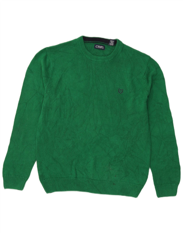 Chaps Mens Crew Neck Jumper Sweater Large Green Cotton
