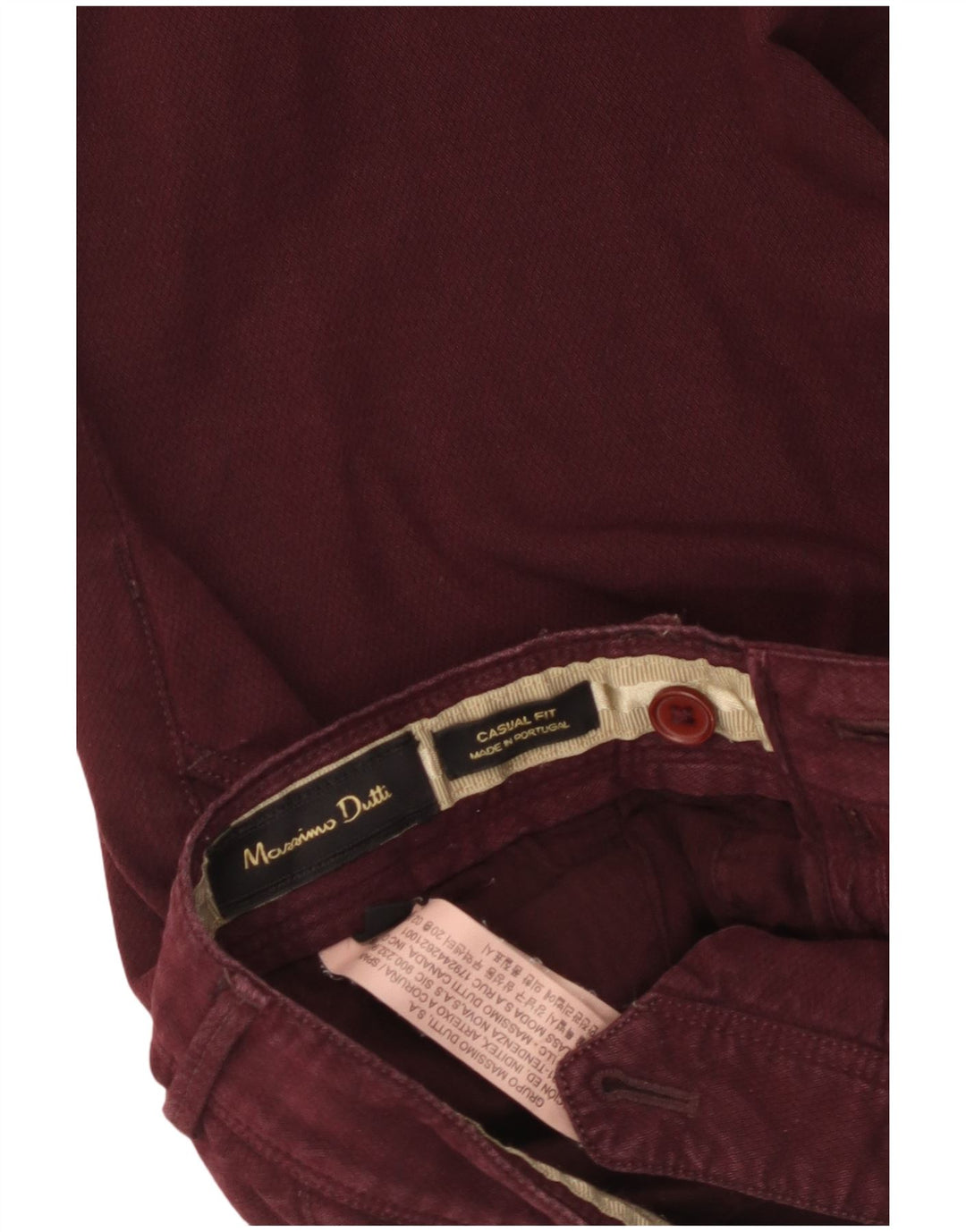 MASSIMO DUTTI Mens Slim Chino Trousers EU 40 Medium W31 L33 Burgundy