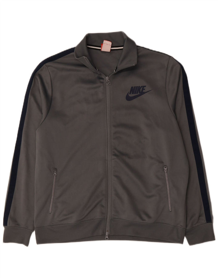 NIKE Mens Graphic Tracksuit Top Jacket XL Grey Colourblock Polyester