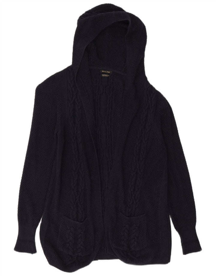 MASSIMO DUTTI Womens Longline Cardigan Sweater UK 10 Small Navy Blue