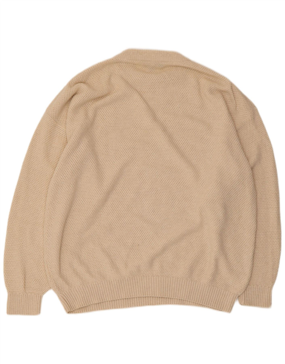 VINTAGE Mens Crew Neck Jumper Sweater EU 52/54 Large Beige Cotton