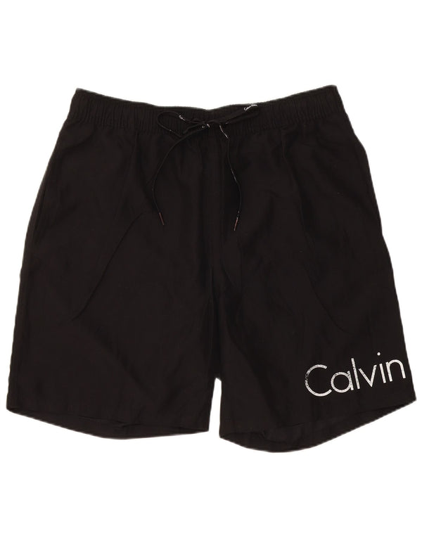 CALVIN KLEIN Mens Graphic Swimming Shorts Large Black Polyester