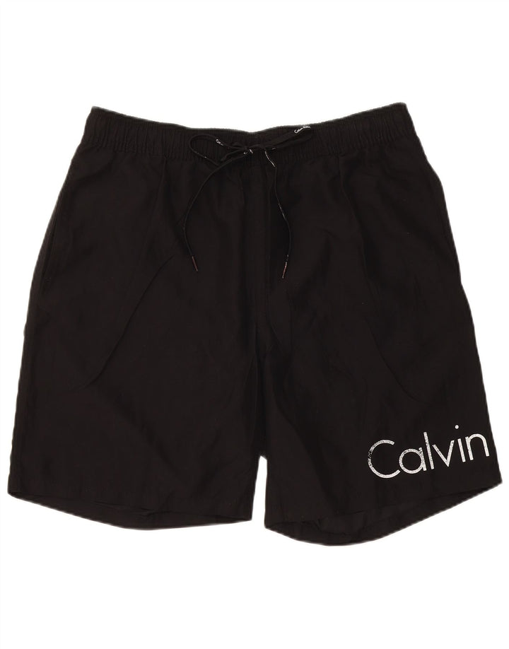CALVIN KLEIN Mens Graphic Swimming Shorts Large Black Polyester
