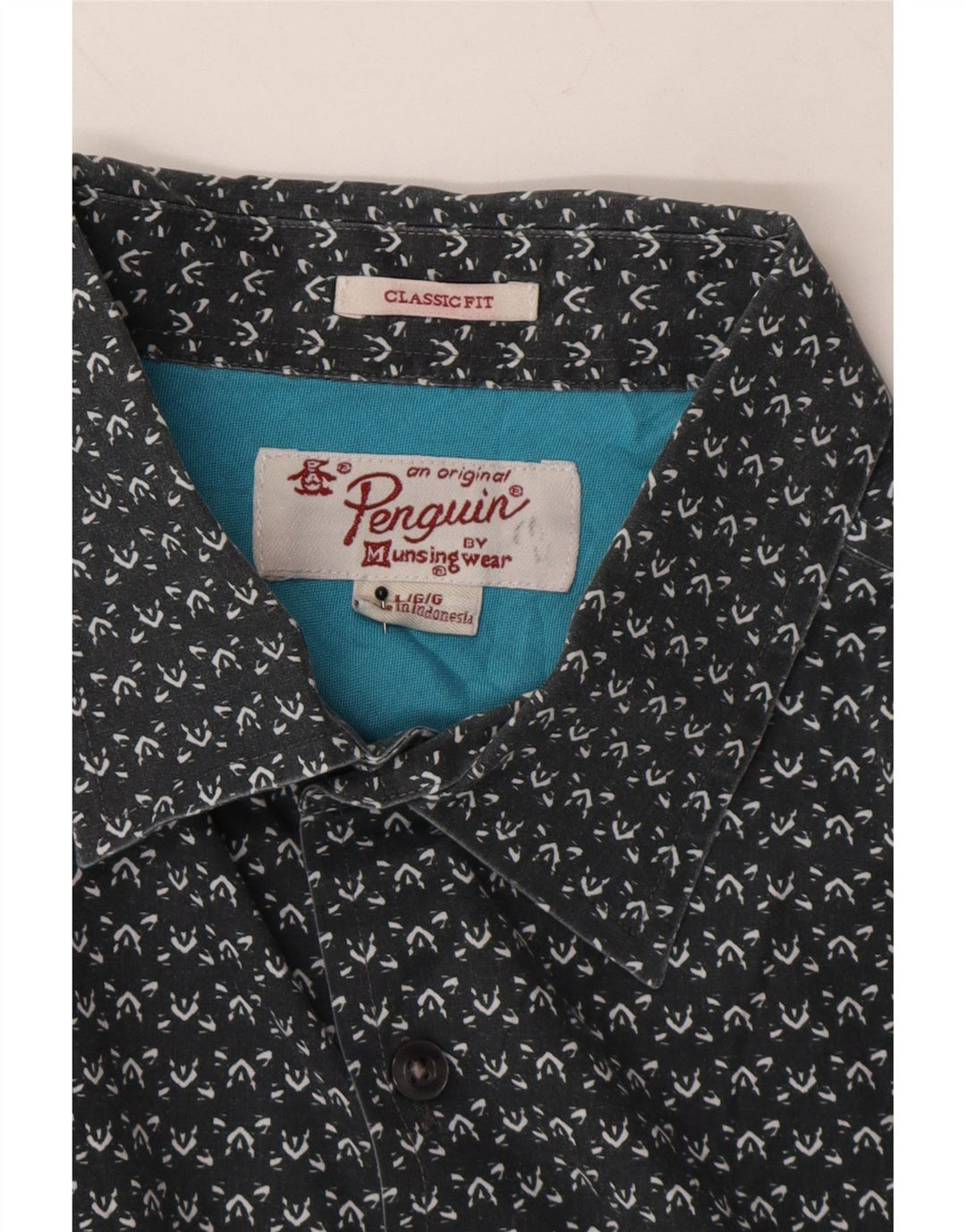 PENGUIN Mens Classic Fit Shirt Large Black Spotted Cotton Vintage Penguin and Second-Hand Penguin from Messina Hembry 