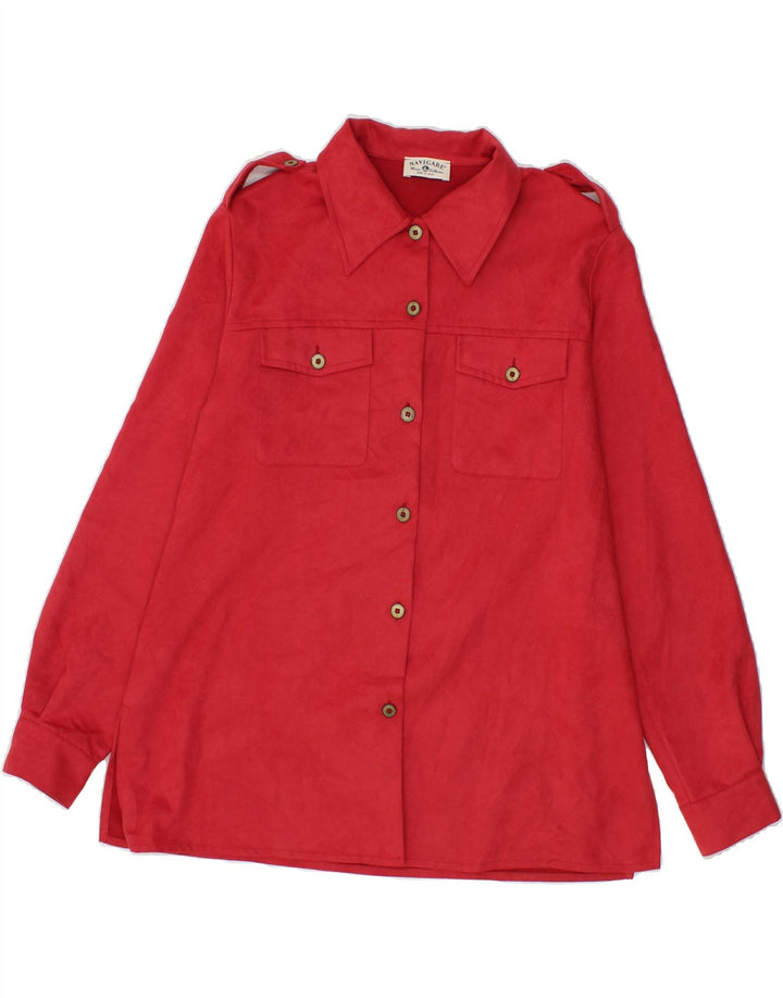 NAVIGARE Womens Military Shirt UK 12 Medium  Red Polyester Vintage Navigare and Second-Hand Navigare from Messina Hembry 