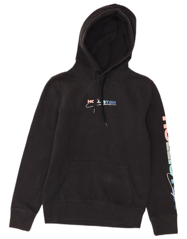 Hollister Mens Graphic Hoodie Jumper Small Black Cotton