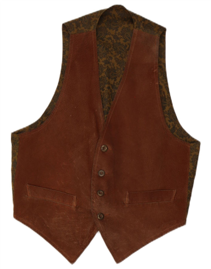 Vintage Mens Suede Waistcoat Small Brown