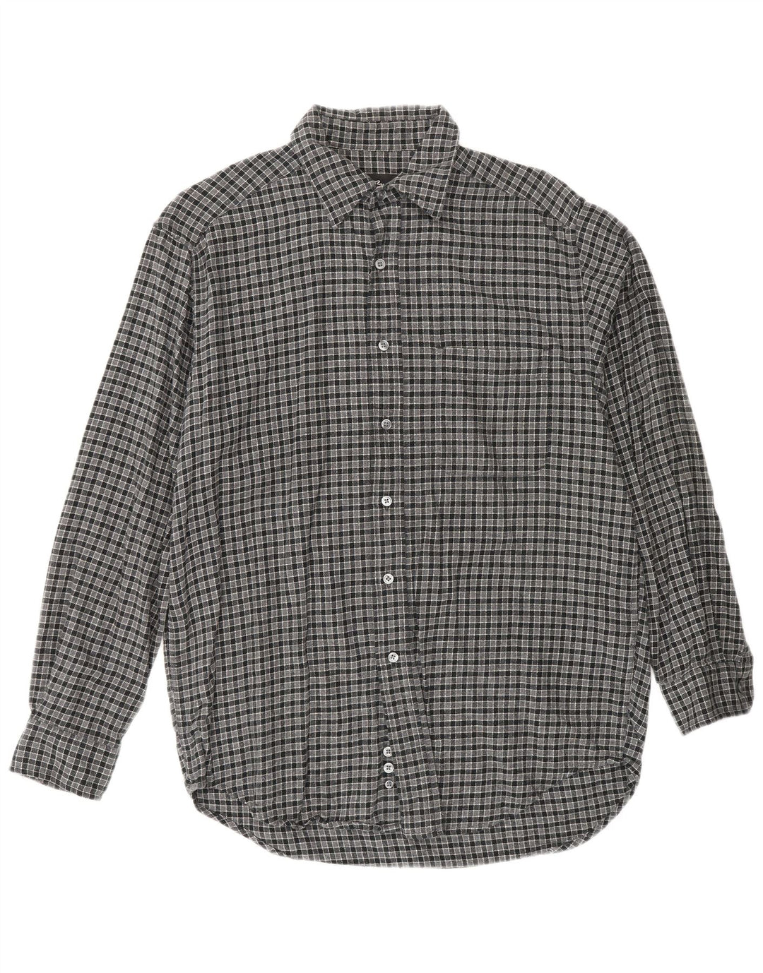 EDDIE BAUER Mens Flannel Shirt Small Grey Check Cotton