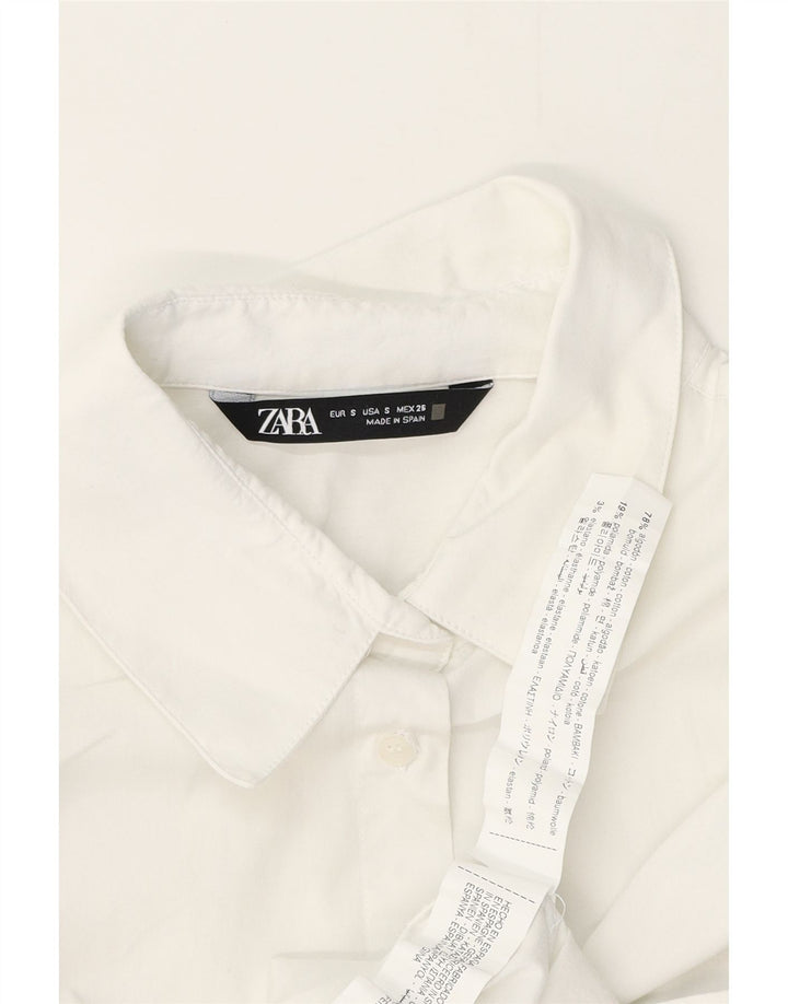 ZARA Womens Formal Shirt UK 10 Small White Cotton