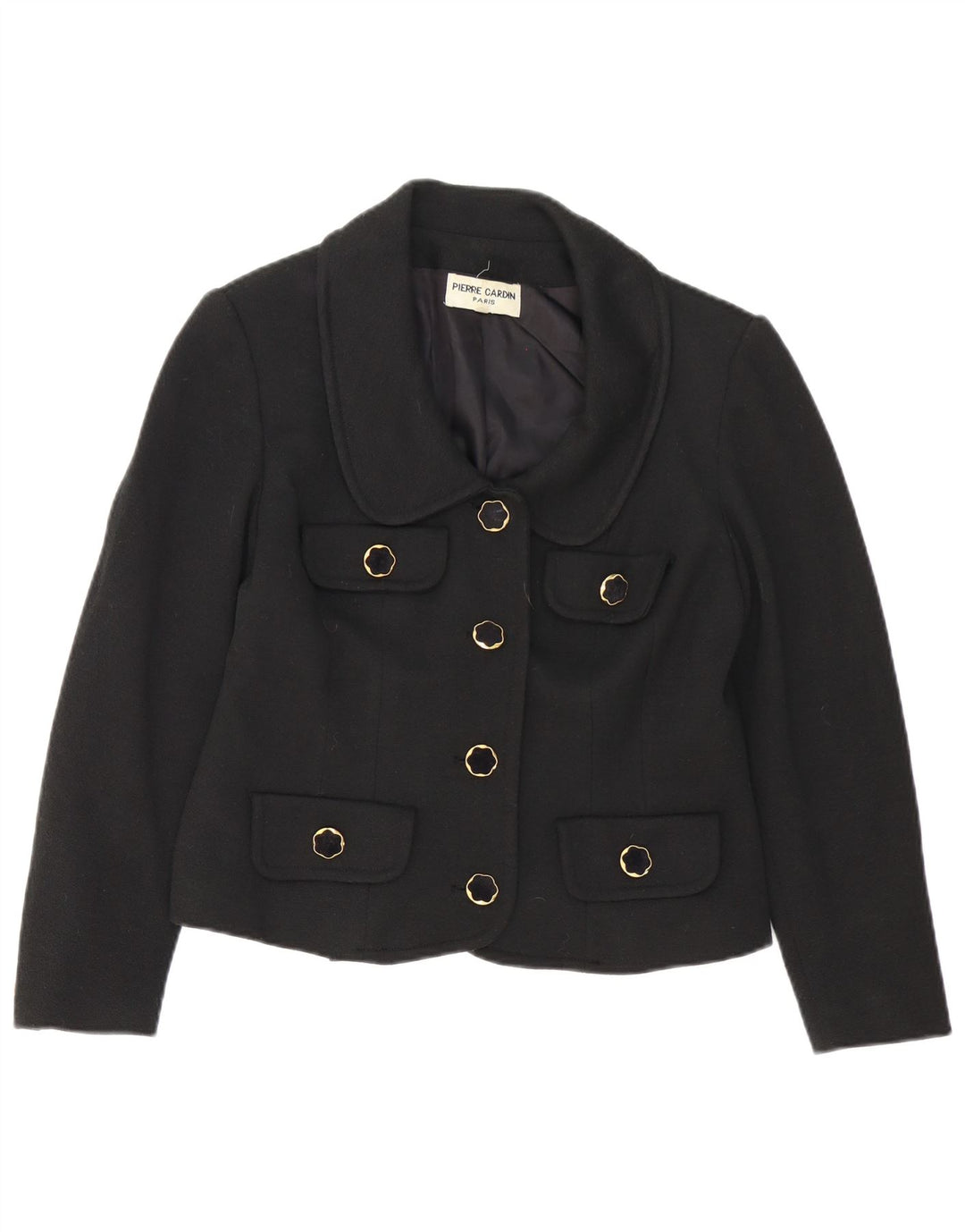 Pierre Cardin Womens 4 Button Blazer Jacket IT 46 Large Black Wool