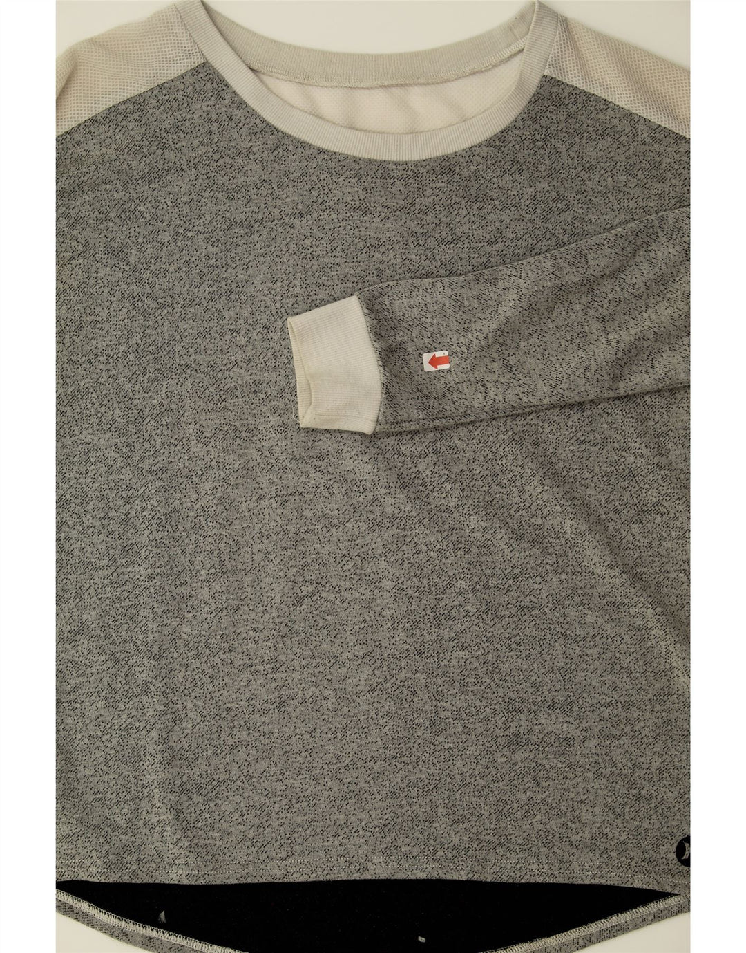 HURLEY Womens Sweatshirt Jumper UK 14 Medium Grey Colourblock Polyester Vintage Hurley and Second-Hand Hurley from Messina Hembry 