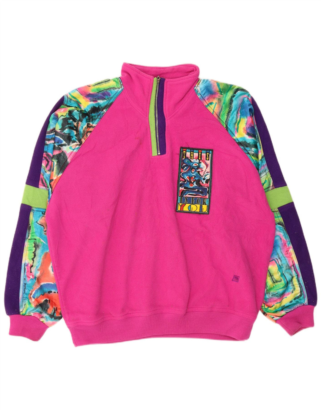 MASER M Womens Oversized Graphic Fleece Jumper EU 40 Medium Pink