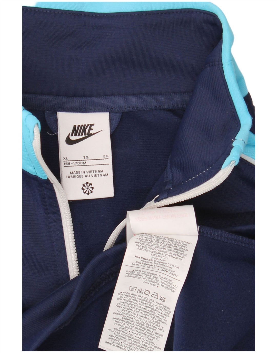 Nike Boys Tracksuit Top Jacket 13-14 Years XL Navy Blue Colourblock