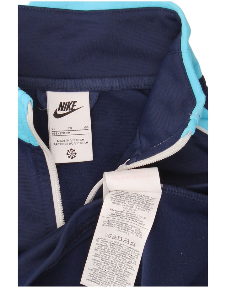 Nike Boys Tracksuit Top Jacket 13-14 Years XL Navy Blue Colourblock