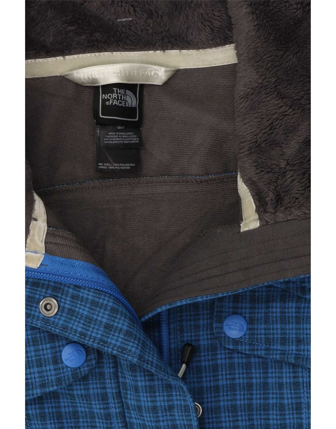 The North Face Womens Windbreaker Jacket UK 10 Small Blue Check Polyester