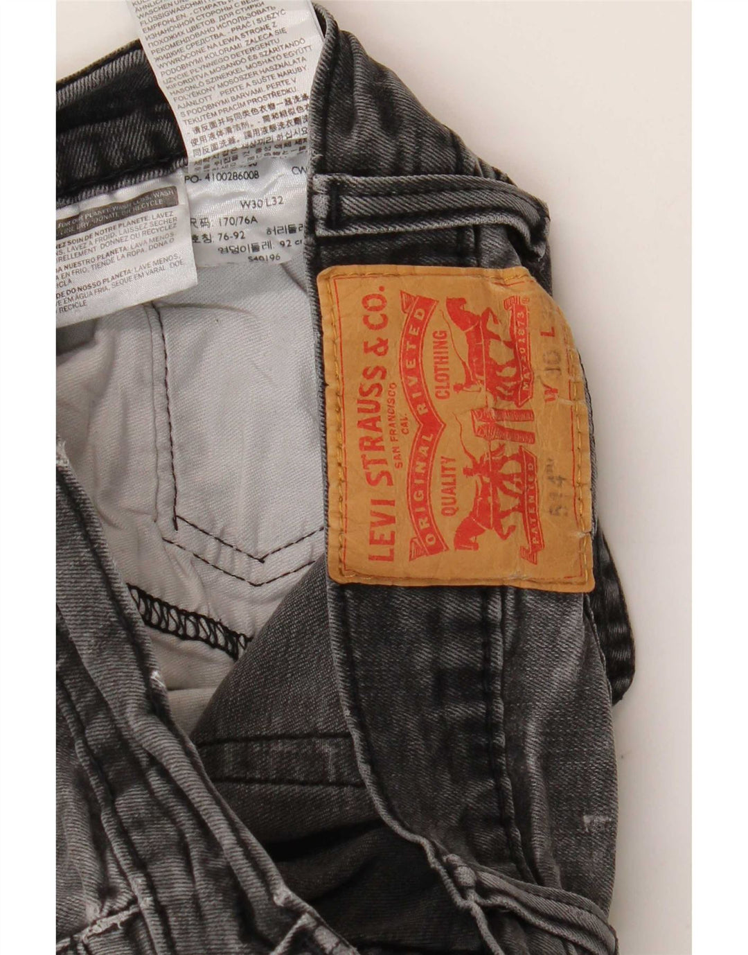 Levi's Mens 514 Straight Jeans W30 L32 Grey Cotton