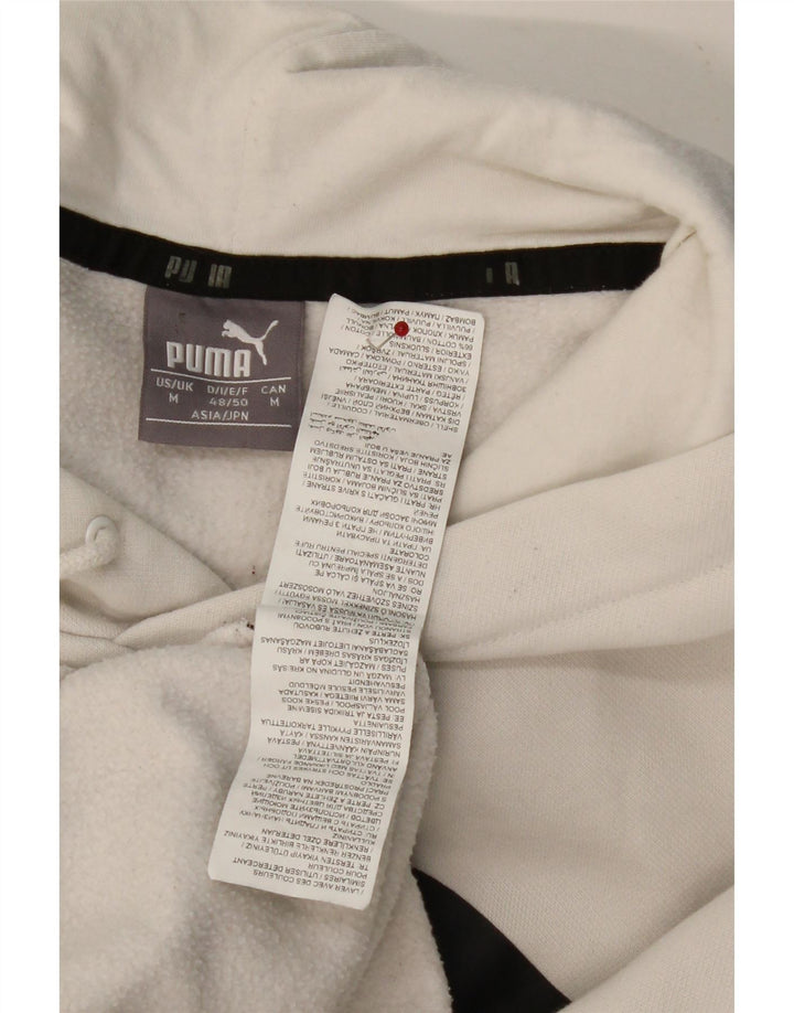 PUMA Mens Graphic Hoodie Jumper Medium White Cotton Vintage Puma and Second-Hand Puma from Messina Hembry 