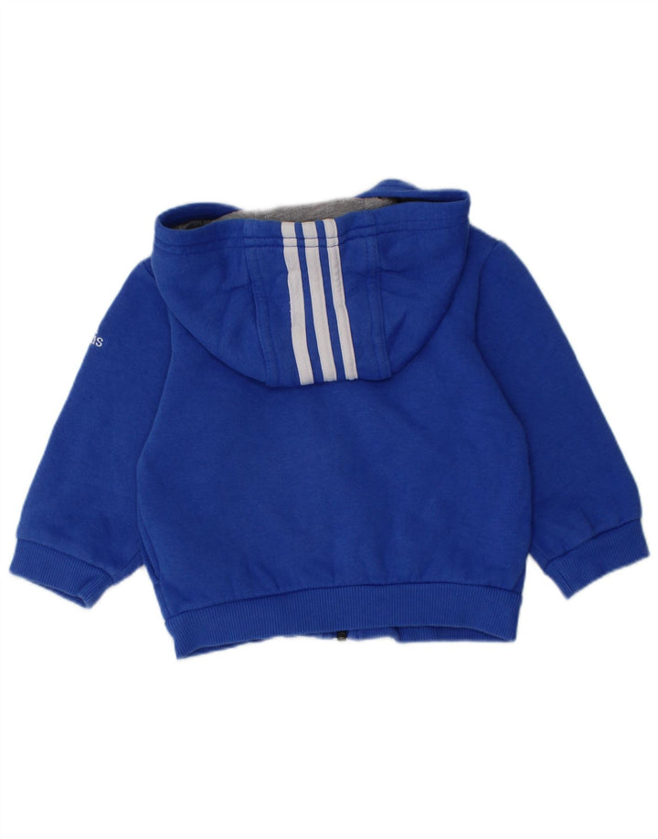 ADIDAS Baby Boys Graphic Zip Hoodie Sweater 3-6 Months Blue Cotton