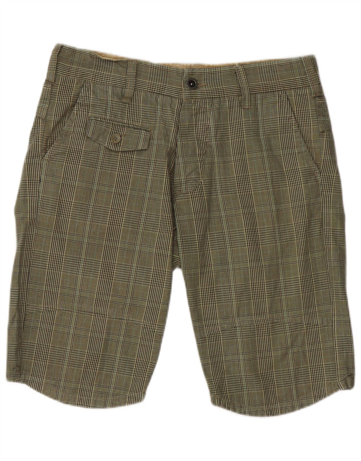 Jack & Jones Mens Chino Shorts Medium W32  Khaki Check Cotton
